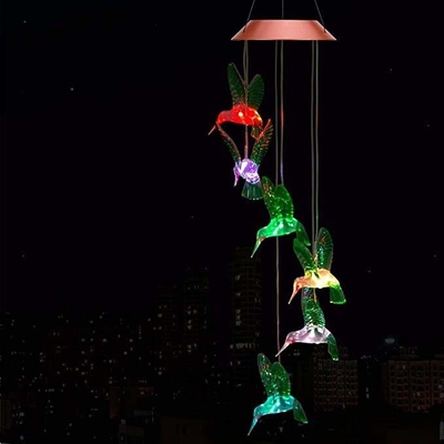 Decoración solar del día de fiesta de los carillones de viento del colibrí de la luz del regalo del RGB del multicolor del LED