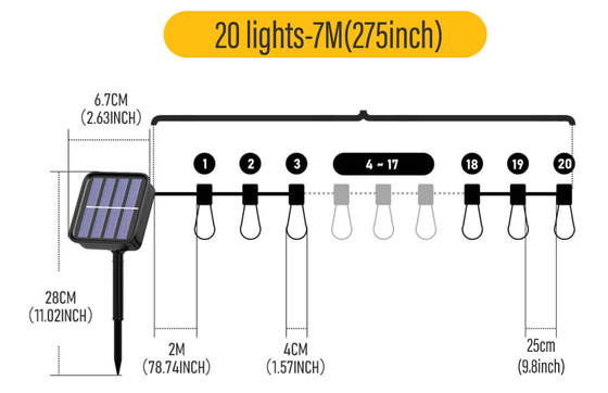 Las luces al aire libre de la secuencia del LED con los bulbos inastillables cultivan un huerto las luces colgantes del patio trasero
