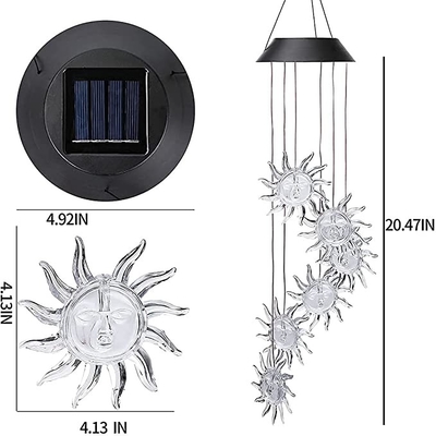 Las luces solares Sun del jardín del carillón de viento 2700K LED forman la luz decorativa