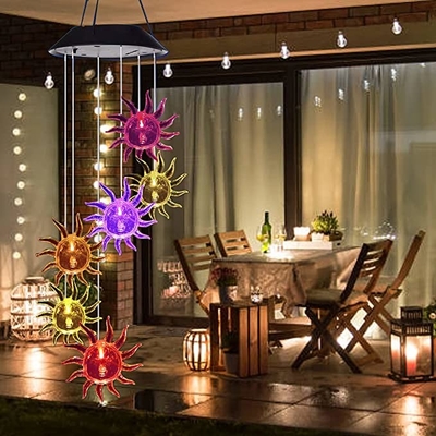 Las luces solares Sun del jardín del carillón de viento 2700K LED forman la luz decorativa