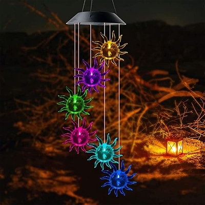 Las luces solares Sun del jardín del carillón de viento 2700K LED forman la luz decorativa