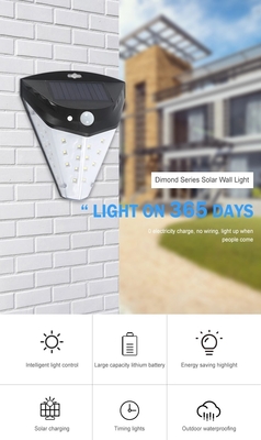 Luz accionada solar granangular grande 2700K de la pared de 42led LED para el patio del jardín