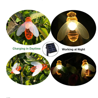 Luces de hadas solares accionadas solares al aire libre de la abeja de las luces de la secuencia del LED los 5M/9M