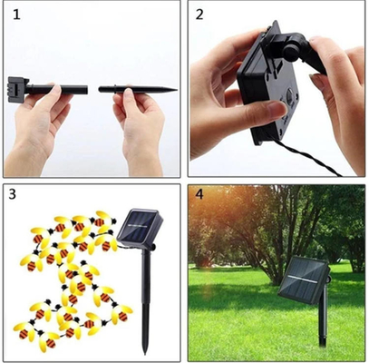 Luces de hadas solares accionadas solares al aire libre de la abeja de las luces de la secuencia del LED los 5M/9M