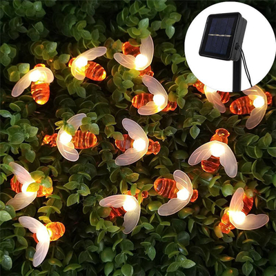 Luces de hadas solares accionadas solares al aire libre de la abeja de las luces de la secuencia del LED los 5M/9M