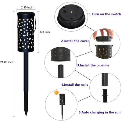 Luz solar decorativa 6000K del hueco de la luna de la estrella de las luces del jardín de la prenda impermeable LED