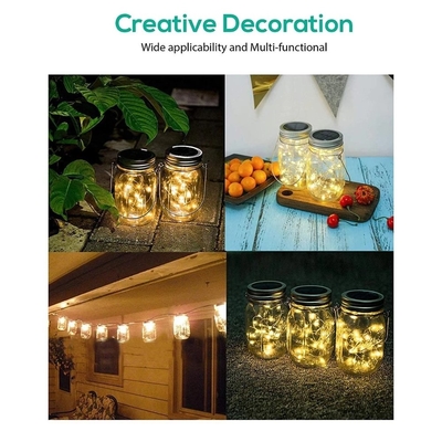 luces de hadas accionadas solares de 2700K LED para el cambio de Mason Jar Lid Insert Color al aire libre