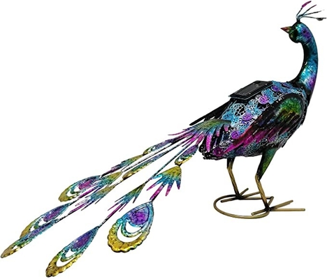 Decoración accionada solar de la boda del partido del patio trasero de las luces del arte del metal de la estatua solar al aire libre del pavo real
