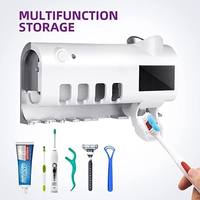 Función multi del cepillo de dientes del cuarto de baño del tenedor del dispensador ULTRAVIOLETA de energía solar de la crema dental