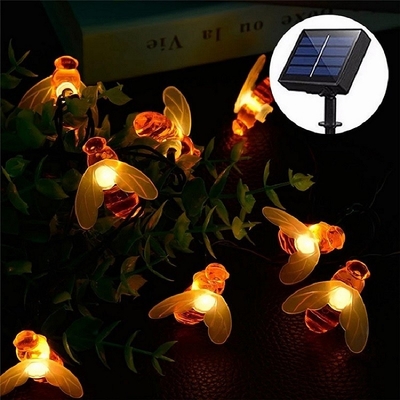 Blanco caliente impermeable al aire libre de 20LED Honey Bee Solar String Lights para las decoraciones del jardín