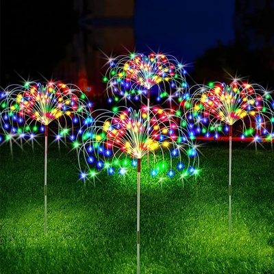 luces al aire libre de la trayectoria del césped de las decoraciones de las luces de hada del jardín LED de los fuegos artificiales solares de 1.2V