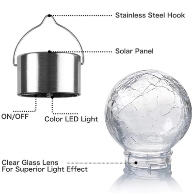 Lámpara impermeable de la bola de vidrio de la decoración de la luz solar del crujido IP65