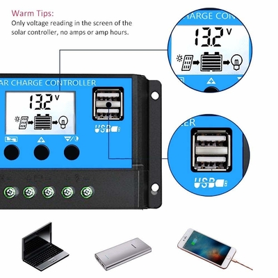 Regulador solar Regulator 12V/24V 60A 50A 40A 30A 20A 10A PWM USB 5V de la exhibición del LCD