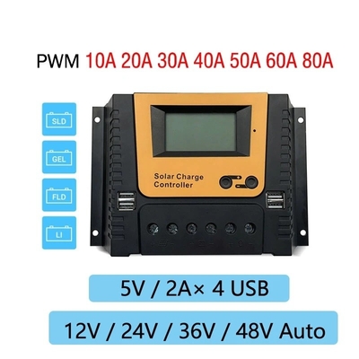 Regulador solar 10A 20A 30A 40A 12V 24V 36V 48V del control Panel de la carga de PWM