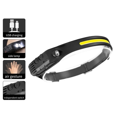 Linterna frontal de inducción COB LED Lámpara frontal con batería incorporada Linterna Linterna frontal recargable USB Modos de iluminación